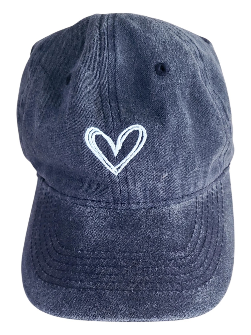 NWOT Navy Baseball Cap with White Heart Embroidery